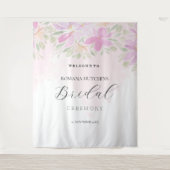 エレガント ロマンティック フラワーピンク タペストリー (正面)