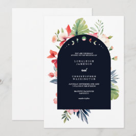 エレガント ロマンティック フローラル アーチ トロピカル ウェディング 招待状