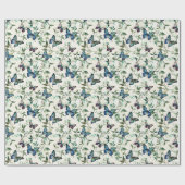 エレガント ロマンティック ブルーバタフライ ブライダルシャワー ラッピングペーパー (フラット)