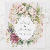 エレガント ロマンティック ラスティック フローラル ウェディング スクエア スティック ワインラベル (シングルラベル)