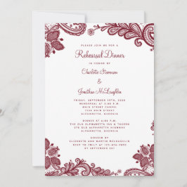 エレガント ロマンティック ラッセル レッド ウェディング リハーサル ディナー 招待状
