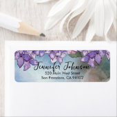 エレガント ロマンティック 水彩 紫のハイドランジア フレーム ラベル (インサイチュ)