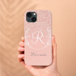 エレガント ローズゴールド ギター モノグラム iPhone 13ケース