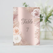 エレガント ローズゴールド グリッター オンブレ ボヘミアンフラワー 招待状 (スタンド正面)