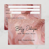 エレガント ローズゴールド グリッター ギフト証明書 カード (正面/裏面)