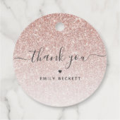 エレガント ローズゴールド グリッター サンクス フェイバータグ (裏面)