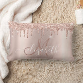 エレガント ローズゴールド グリッター ローズゴールド  モノグラム ランバークッション (ブランケット)