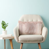 エレガント ローズゴールド グリッター ローズゴールド  モノグラム ランバークッション (椅子)