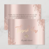 エレガント ローズゴールド グリッター 垂れる ゴールド ハート サンキューカード (正面/裏面)