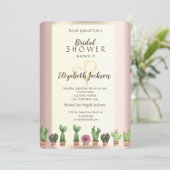 エレガント ローズゴールド サボテン ブライダルシャワー 招待状 (スタンド正面)