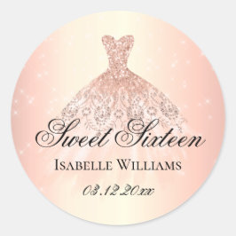 エレガント ローズゴールド スウィート16 ラウンドシール