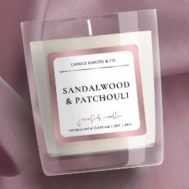 エレガント ローズゴールド スクリプト ミニマル モダン キャンドル ジャー スクエアシール