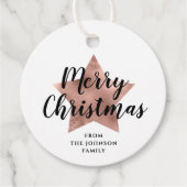 エレガント ローズゴールド スター クリスマス フェイバータグ (正面)