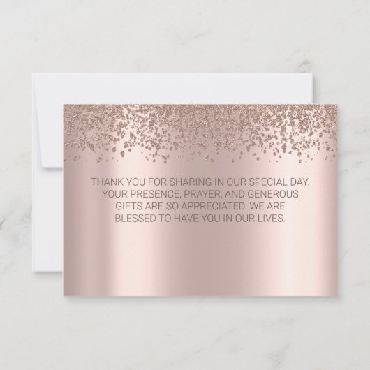 エレガント ローズゴールド ダイヤモンド ありがとうカード サンキューカード (裏面)