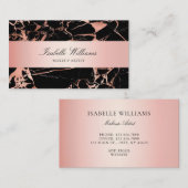 エレガント ローズゴールド ピンク ブラック マーブル アゲート 名刺 (正面/裏面)