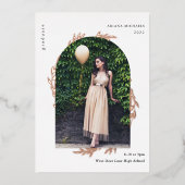 エレガント ローズゴールド フォト 卒業式 箔招待状 (正面)