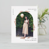 エレガント ローズゴールド フォト 卒業式 箔招待状 (立ち正面)