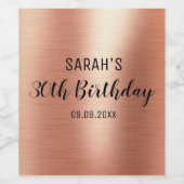 エレガント ローズゴールド ブラック どんな年齢も 30歳の誕生日パーティー ワインラベル (シングルラベル)