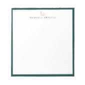 エレガント ローズゴールド ボタニカル ブランチ ティール フレーム ノートパッド (正面)