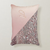 エレガント ローズゴールド モノグラム アクセントクッション (正面(垂直))