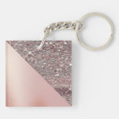 エレガント ローズゴールド モノグラム キーホルダー (裏面)