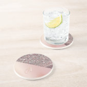 エレガント ローズゴールド モノグラム コースター (側面)