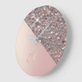 エレガント ローズゴールド モノグラム ラージ壁時計 (傾斜)