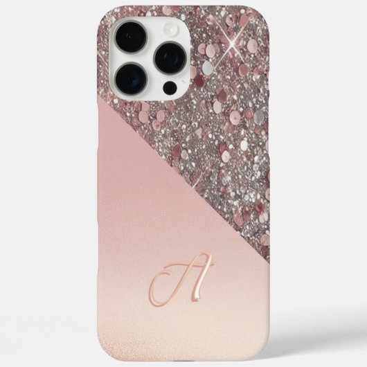 エレガント ローズゴールド モノグラム Case-Mate iPhoneケース (裏面)