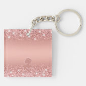 エレガント ローズゴールド ラグジュアリー シャイニー ブライダル シャワー キーホルダー (裏面)