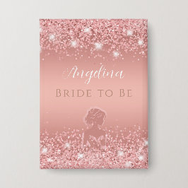 エレガント ローズゴールド ラグジュアリー シャイニー ブライダル シャワー 缶バッジ