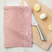 エレガント ローズゴールド ラグジュアリー シャンパン モノグラム  キッチンタオル (四つ折り)