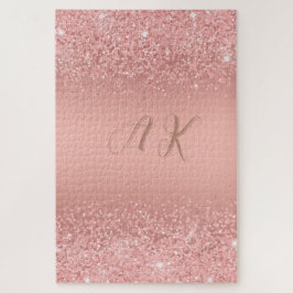 エレガント ローズゴールド ラグジュアリー シャンパン モノグラム ジグソーパズル