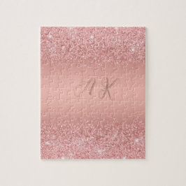 エレガント ローズゴールド ラグジュアリー シャンパン モノグラム ジグソーパズル