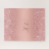 エレガント ローズゴールド ラグジュアリー シャンパン モノグラム ジグソーパズル (横)