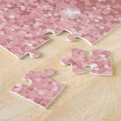 エレガント ローズゴールド ラグジュアリー シャンパン モノグラム ジグソーパズル (側面)