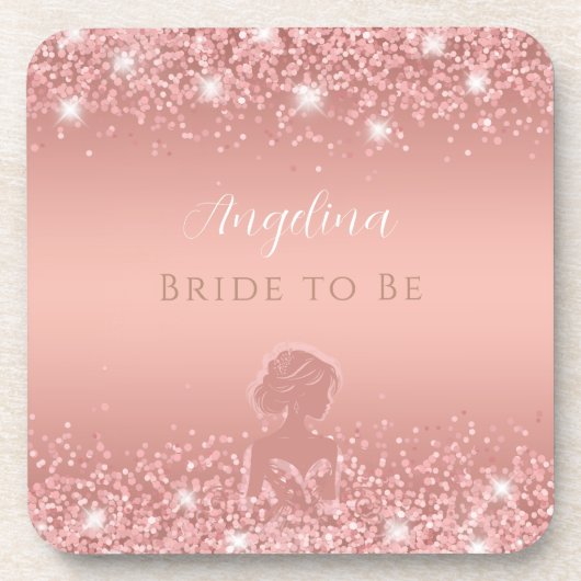 エレガント ローズゴールド ラグジュアリー シャンパー ブライダル シャワー コースター (正面)