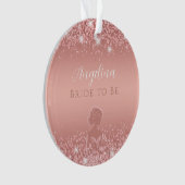 エレガント ローズゴールド ラックス シマー ブライダルシャワー オーナメント (正面)