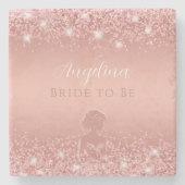 エレガント ローズゴールド ラックス シマー ブライダルシャワー ストーンコースター (正面)