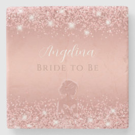 エレガント ローズゴールド ラックス シマー ブライダルシャワー ストーンコースター