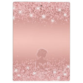 エレガント ローズゴールド ラックス シマー ブライダル シャワー クリップボード (裏面)