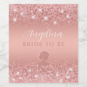 エレガント ローズゴールド ラックス シマー ブライダル シャワー ワインラベル (シングルラベル)