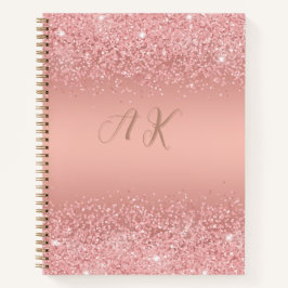 エレガント ローズゴールド ラックス シマー モノグラム ノートブック