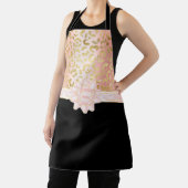 エレガント ローズゴールド レオパード ピンク リボン ブラック エプロン (インサイチュ)