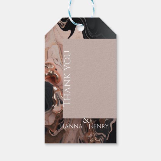 エレガント ローズゴールド 大理石の質感 ギフトタグ (正面)