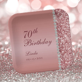 エレガント ローズゴールド 70歳の誕生日 ペーパープレート
