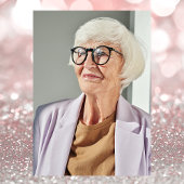 エレガント ローズゴールド 85歳の誕生日パーティー 写真入り 招待状