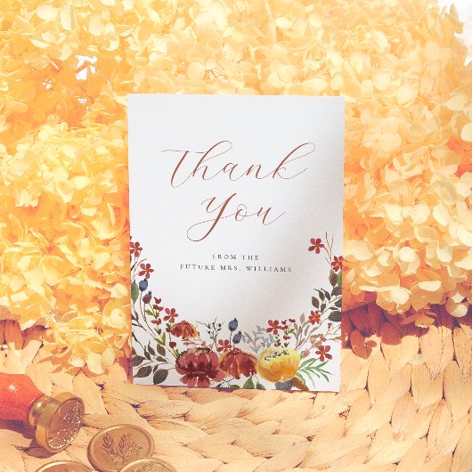 エレガント ワイルドフラワー ボヘミア フラワーブライダルシャワー サンキューカード