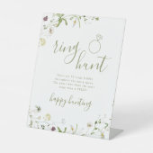 エレガント ワイルドフラワー リング ハント ブライダルシャワー ゲーム 台座サイン (正面)