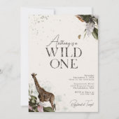 エレガント ワイルド ワン ウォーターカラー サファリ 1歳の誕生日 招待状 (正面)