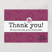 エレガント ワインカラー ハート ビジネス サンクス ポストカード (正面)